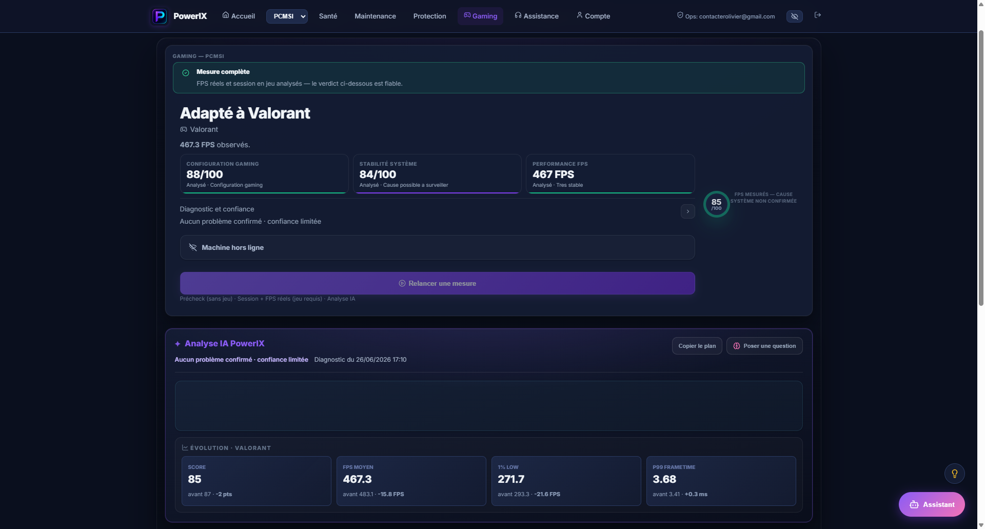 Analyse gaming PowerIX pour Valorant